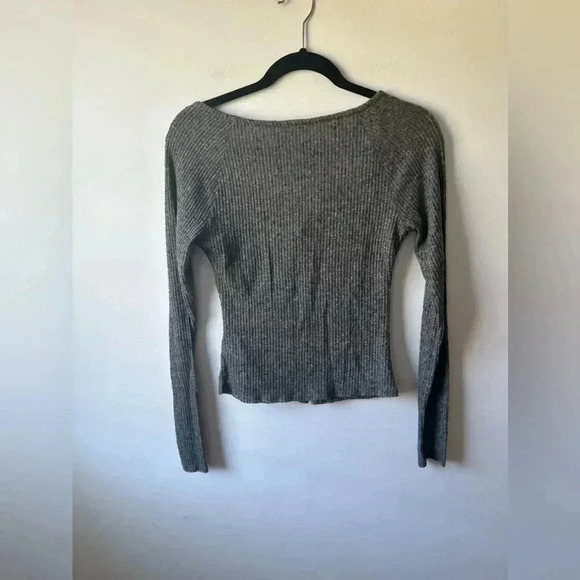 Anthropologie Ribbed Cardigan  Sweater with Lace Insert - Picture 10 of 12